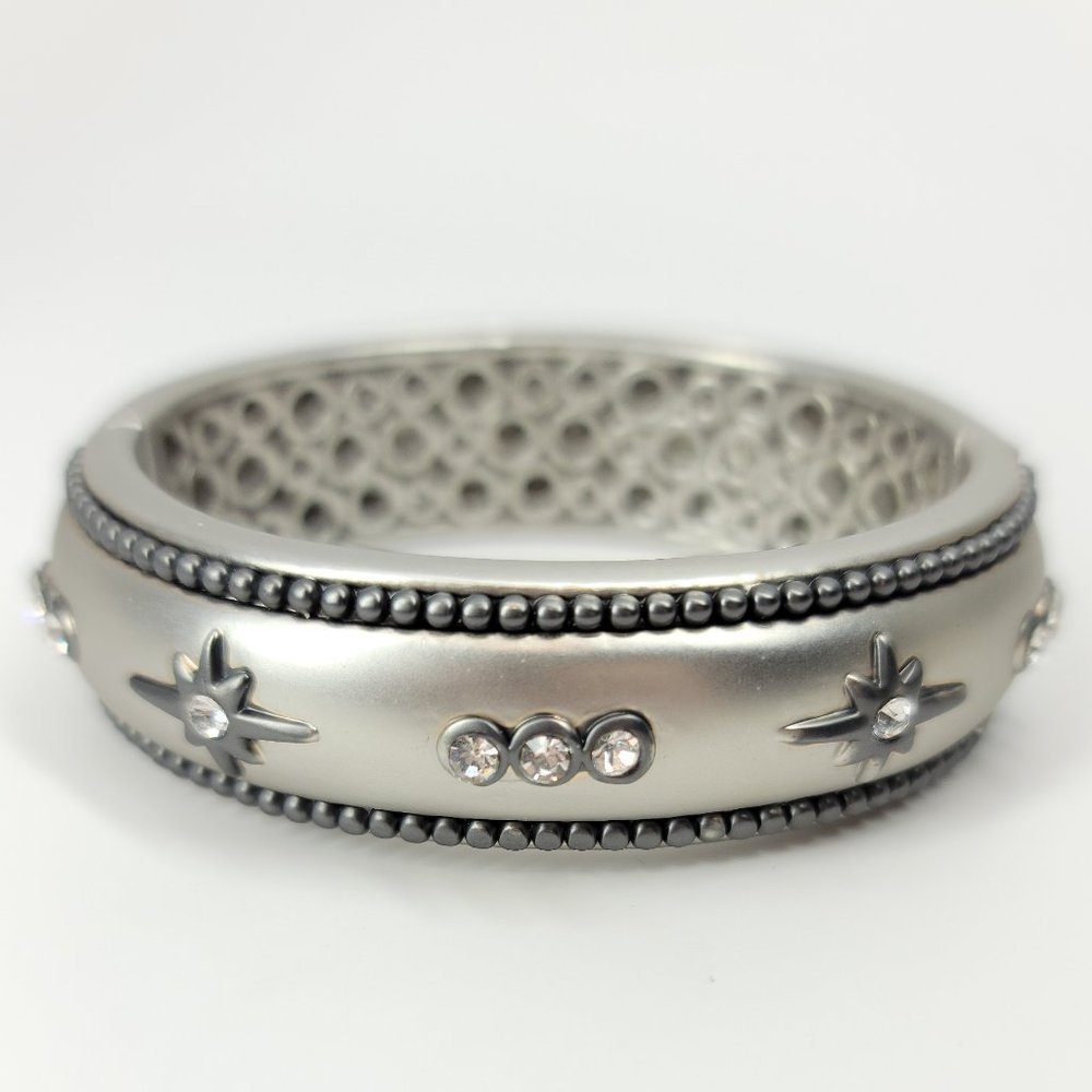 NWT Art Deco Pave CZ Hinged Magnetic Cuff Bangle - Picture 3 of 6